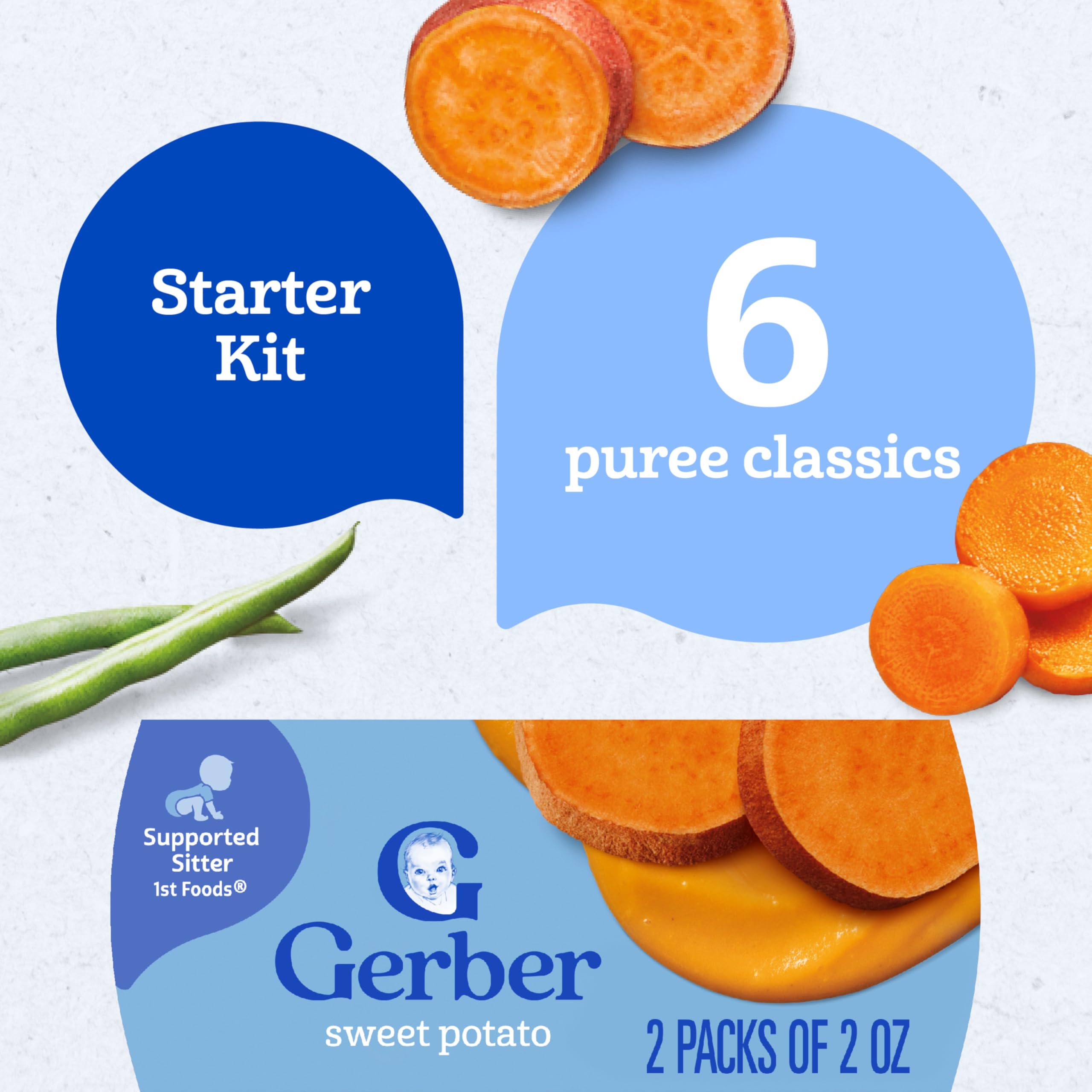 Gerber Stage 1 Baby Food, Veggie Variety Pack Puree Tubs, Baby Puree, 2PK