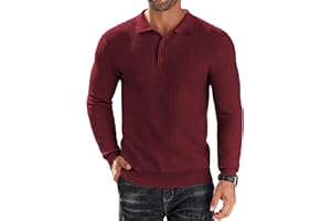 COOFANDY Men's Knit Polo Shirts Long Sleeve Sweater Polo Lightweight Fashion Casual Collared Shirts