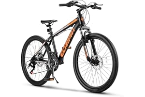 KIAPALNO Mountain Bike 24 Inch Wheels, Shimano 21 Speeds with Mechanical Disc Brakes Aluminum Frame Suspension MTB Bikes Mountain Bicycle for Adult & Teenagers