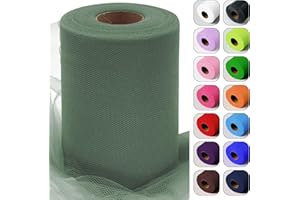 LUCEINVITA Sage Green Tulle Fabric Roll 6 Inch by 100 Yards (300 feet) Sheer Netting Spool for Tutu Skirt Christmas Gift Wrapping Wedding Baby Shower Party Decorations DIY Crafts