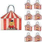 Cheerland Circus Carnival Party Favor Bags Red White Striped Circus Tent Lion Animal Candy Goodie Treat Bag for Kids Theme Birthday School Picnic Baby Shower Decoration Classroom Favors 8pcs