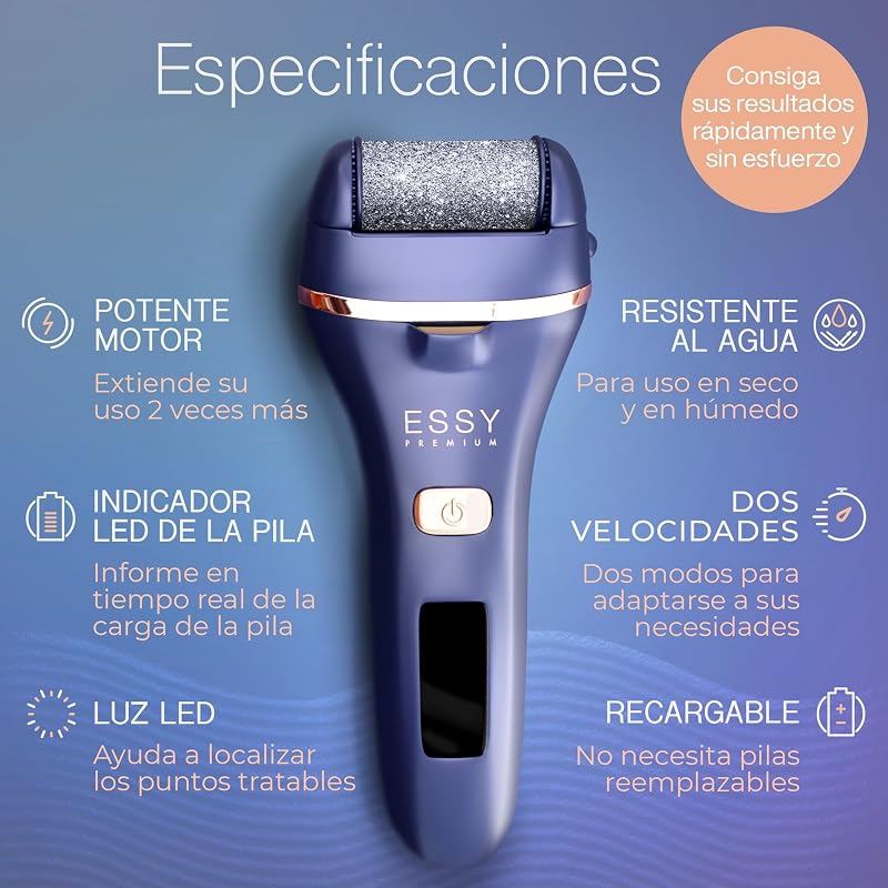 Lima Eléctrica para Pies con 5 Rodillos de Repuesto (Marina)