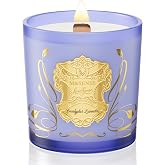 M&amp;SENSE Eucalyptus Lavender Scented Candles with Wood Wick 13Oz 75H | Non-Toxic Organic Soy Candle Clean-Burning Spa Scent For Aromatherapy Bedroom Meditation Asmr Relaxing Xmas Gift For Her