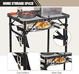 REDCAMP Folding BBQ Table 60x40cm 3-Height Aluminum Portable Stand Black view 5