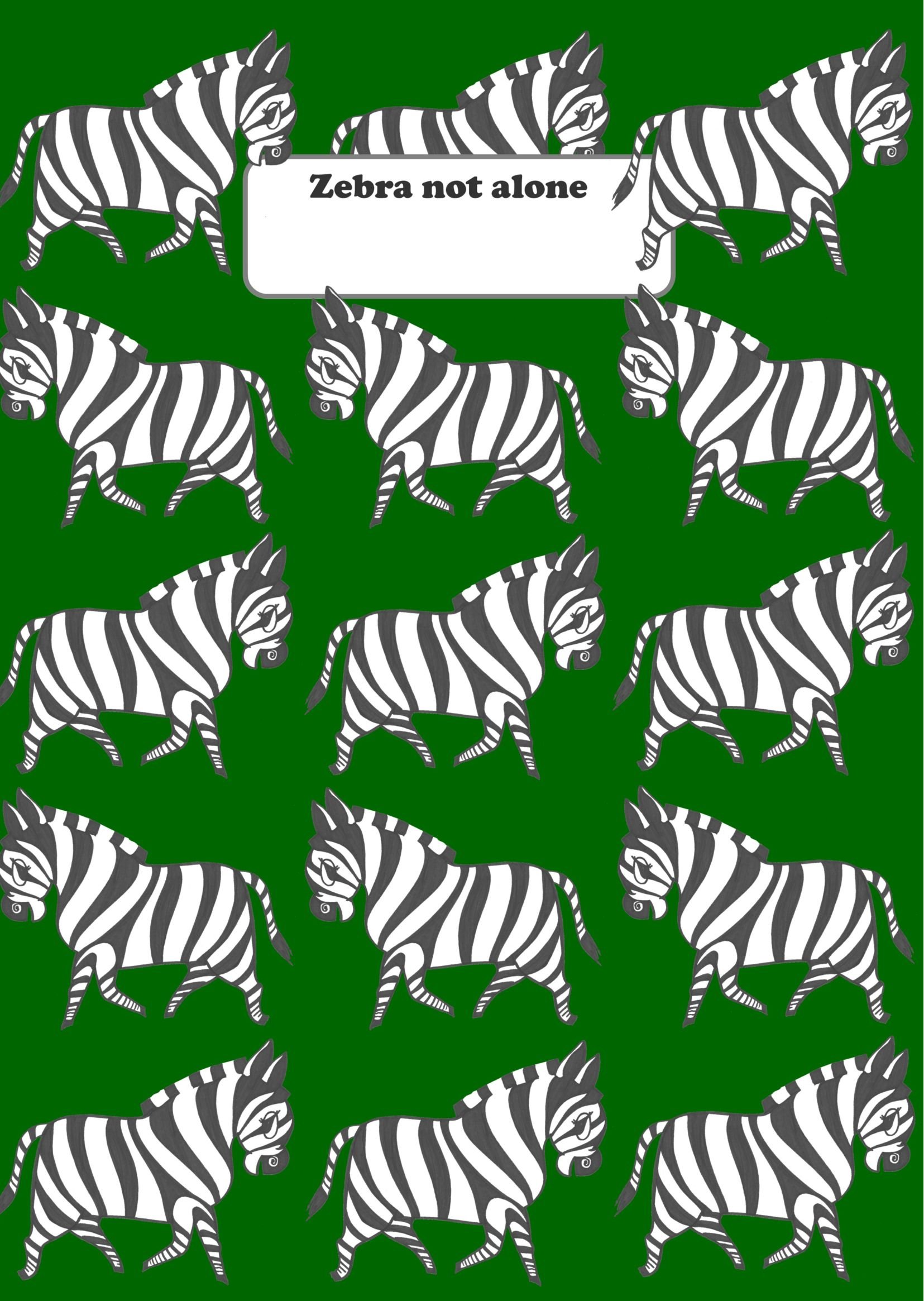 Zebra Not Alone (green): Notebook, DIN A4, lined