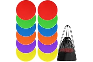 ZIECE 4.72inch 9inch Poly Spot Markers Non-Slip Rubber Floor Dots for Gym, 6/12/24 Pcs Flat Cones Agility Markers Poly Spots for Classroom Dance Sports Soccer Basketball Speed Agility Training