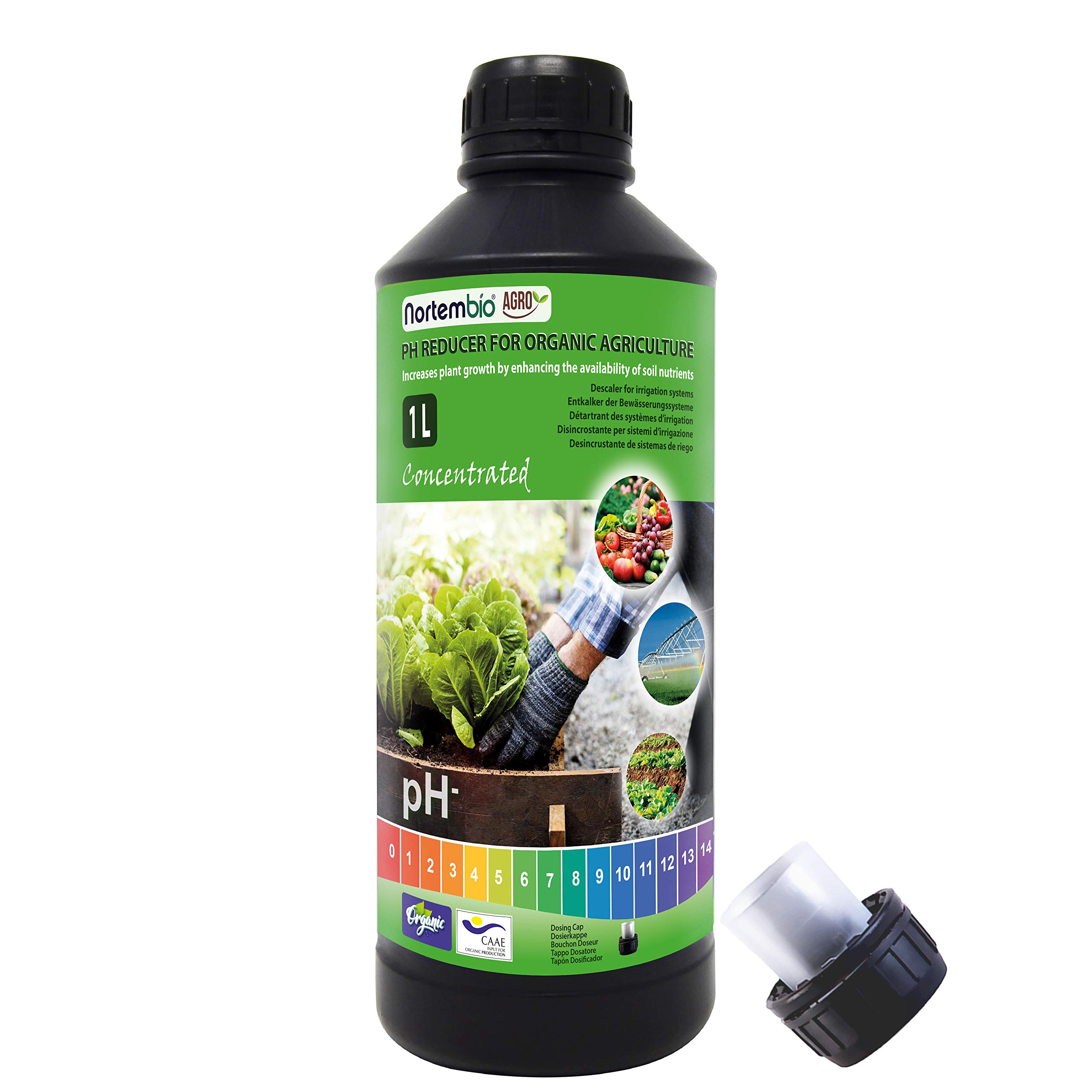 Nortembio Agro Eco pH- Reducer 1L Natural pH Down for Plants & Crops – Irrigation System Descaler – Improves Nutrient Uptake, Growth, Flavour & Aroma – Universal Use