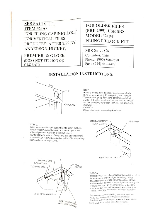 Buy Anderson Hickey File Cabinet Lock Kit 15500 Online At Low Prices In India Amazon In