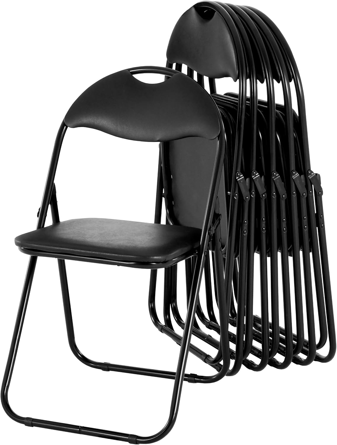 MACOShopde by MACO Möbel Raburg Gästestuhl 6er Set Paul - in SCHWARZ, stabiles Faltstuhl + Klappstuhl-Set aus Stahl, Soft-Skin Kunstleder, 100 kg belastbar