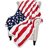 Catalonia Patriotic US Flag Blanket, American National Flag Throws, Sherpa Fleece Reversible Blanket for Couch Bed Decor, 4th of July Citizenship Veteran Presidents' Day Gift