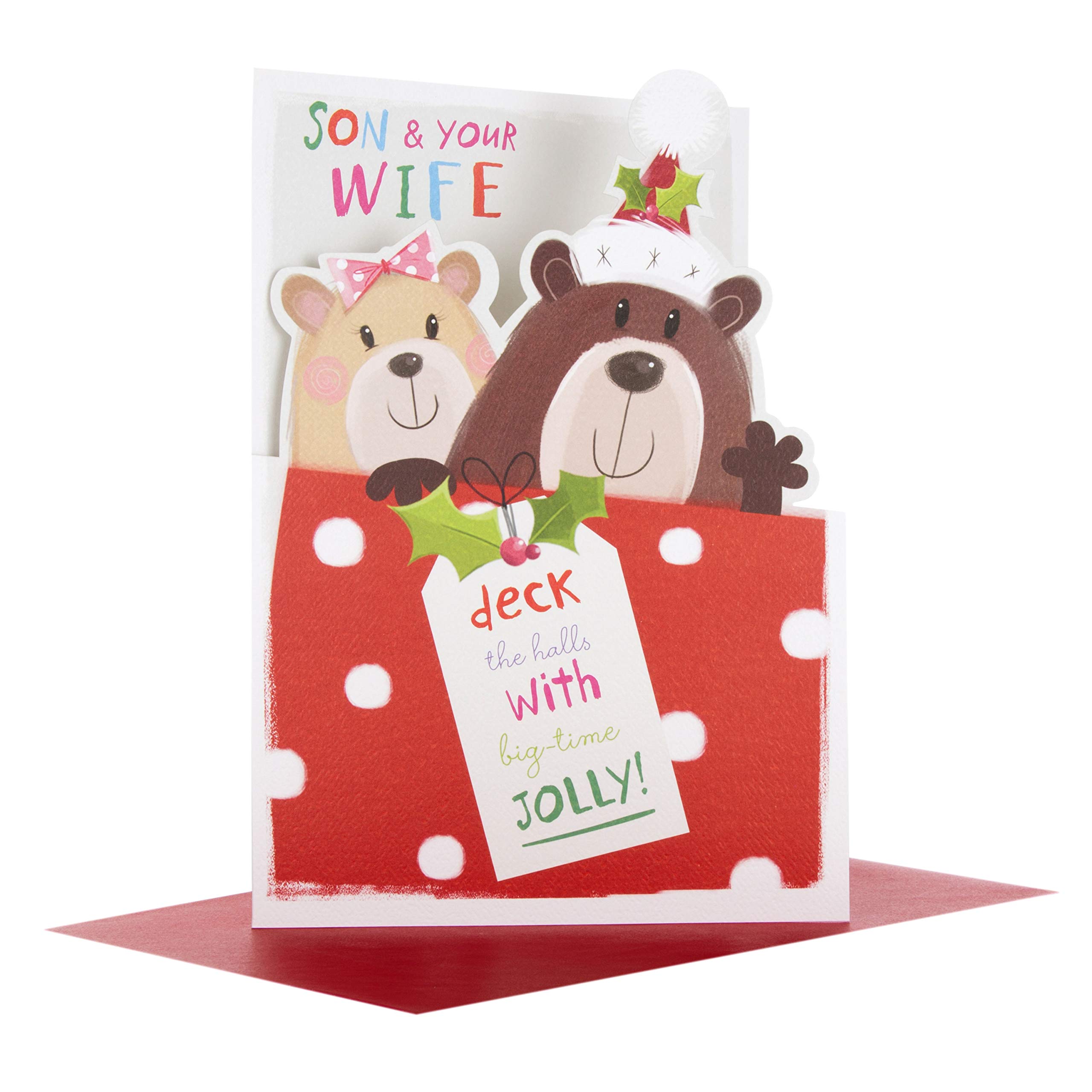 Hallmark 25497920 Son and Wife Medium Christmas Card "Festive Fun"