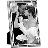 eletecpro 4x6 Metal Picture Frame with Real Glass Cover, Elegant Plated Photo Frames with Soft Touch Velvet Backing, Display 4x6 Picture for Wall or Tabletop, Silver