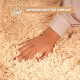 Aspire Homeware Beige Fluffy Rug 200x290 cm Large Shaggy Plush Carpet view 4