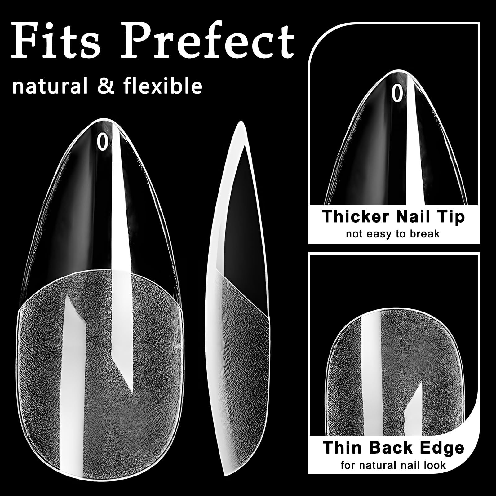 AddFavor 600pcs Almond Tips, Medium X Gel Clear Fake Nails Full Cover Acrylic for Extension Manicure Salon Home DIY - Image 2