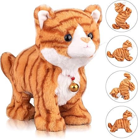 Amazon パターン イエロー フラシ天 猫 ぬいぐるみ インタラクティブ 猫 ロボット おもちゃ 吠えるニャオ 猫 タッチコントロール 電子 猫 ペット 猫 おもちゃ アニメ おもちゃ 猫 女の子 ベビー キッズ L 12インチ 高さ 8インチ 幅 5インチ 赤ちゃん 幼児のおもちゃ