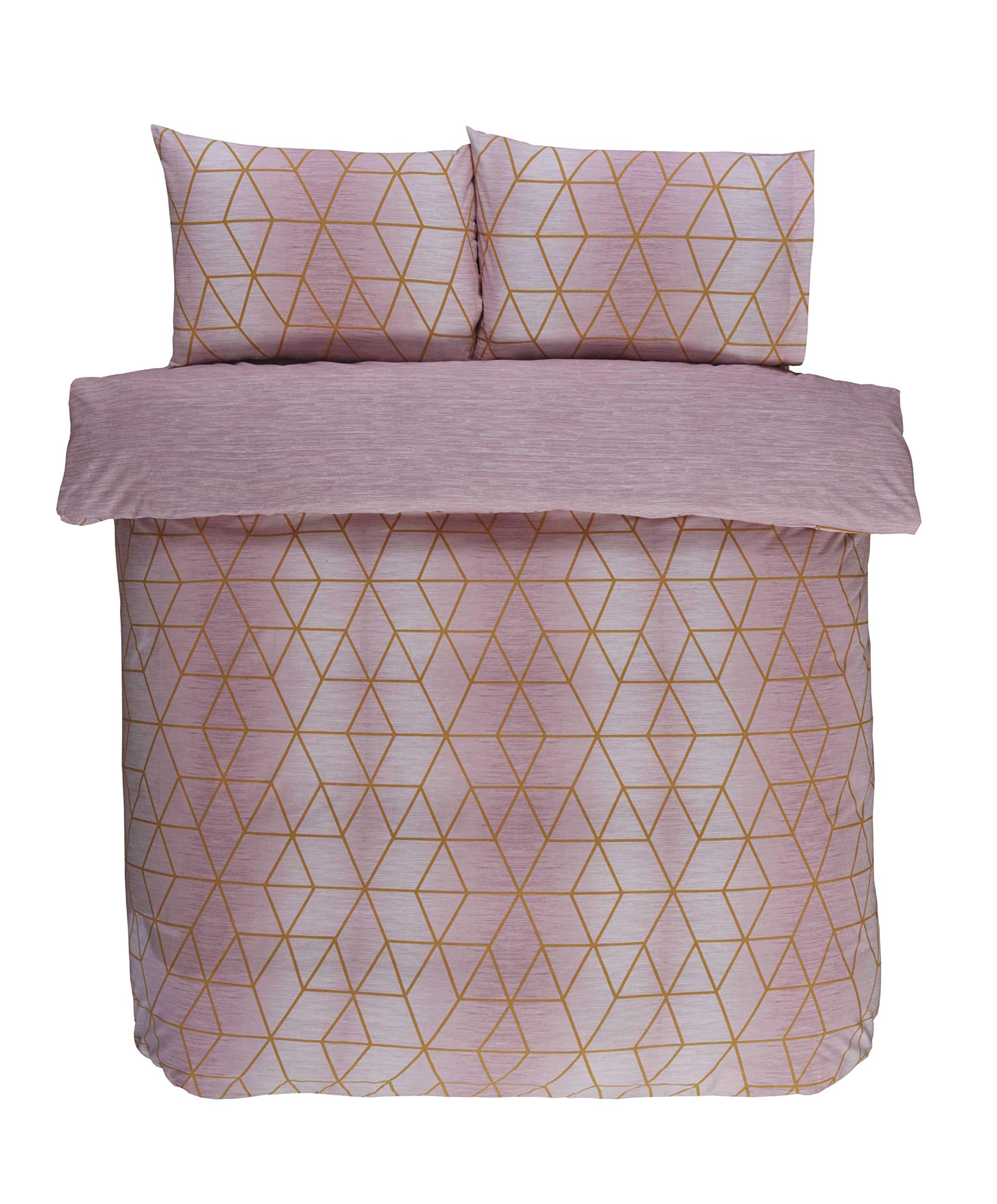 Rapport Home FINEST HOMEWARE CALVIN Shapes Geometric Reversible Duvet Cover Set blush King