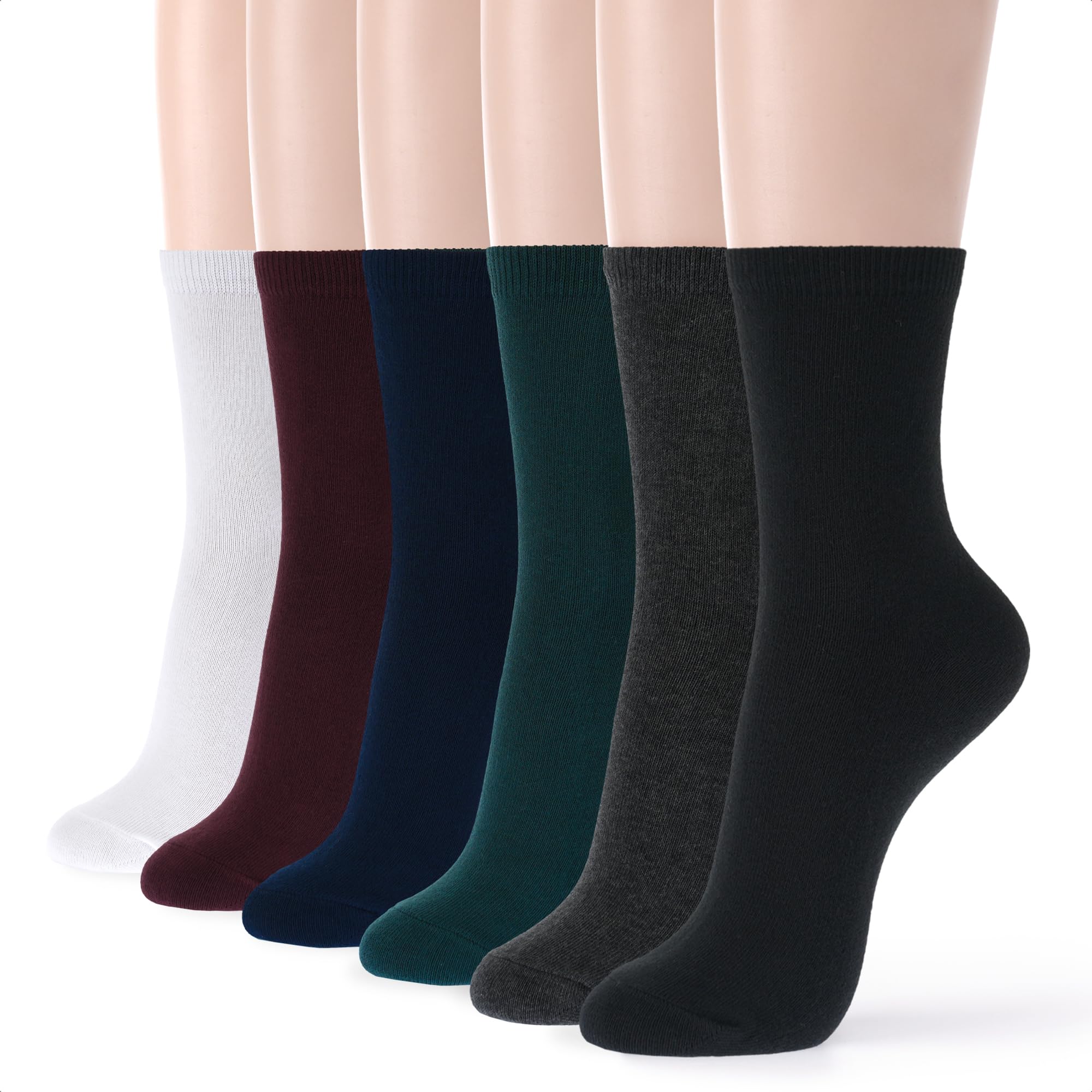 Kikiya Women's Crew Socks - 6 Pairs Comfort Fit