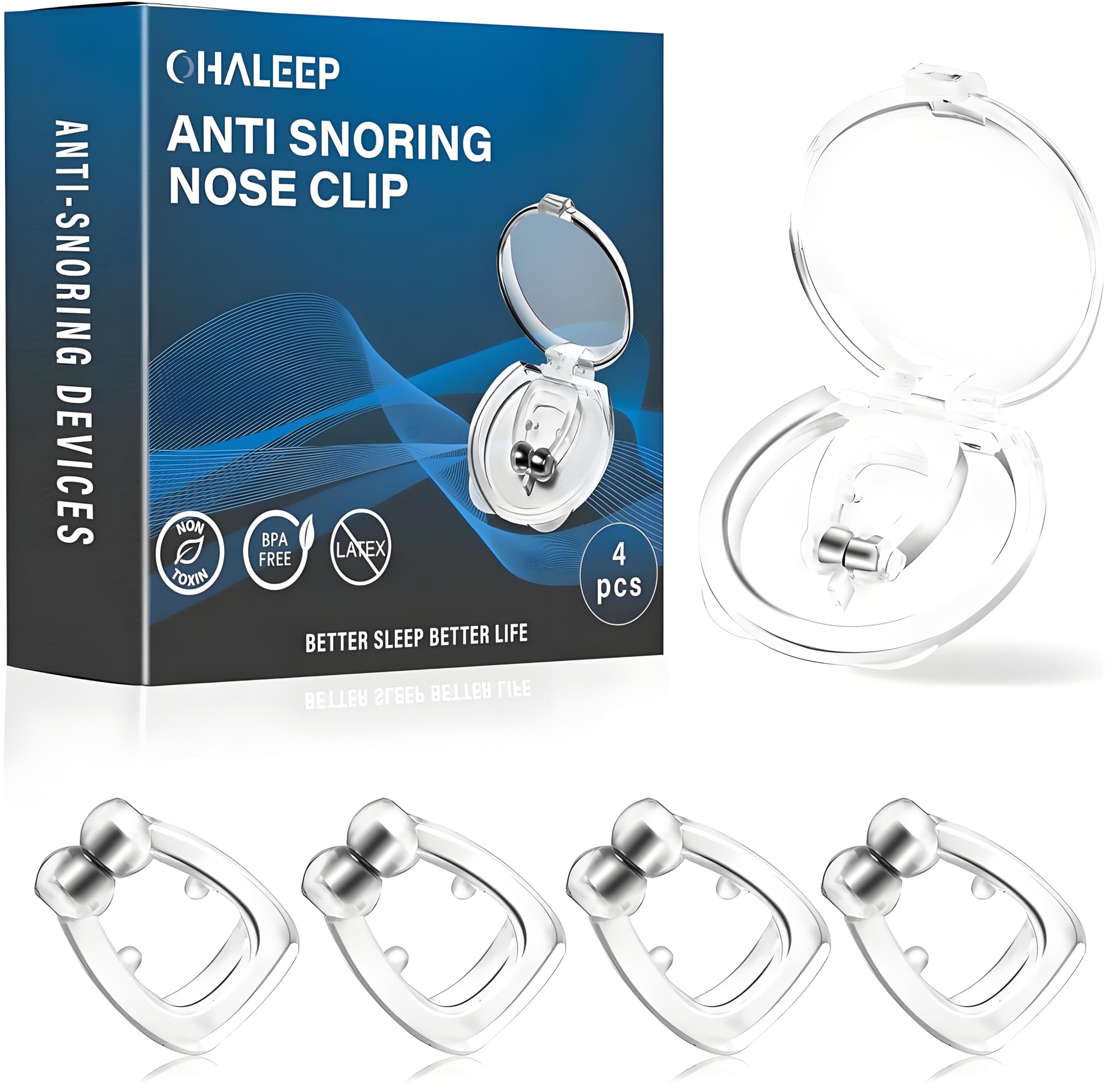 Photo 1 of OHALEEP Anti Snoring Devices, Snore Stopper with Adjustable Magnet, Silicone Nose Clip Stop Snoring, Effective to Relieve Snoring, Snoring Solution for Comfortable and Quieter Sleep, Clear, M