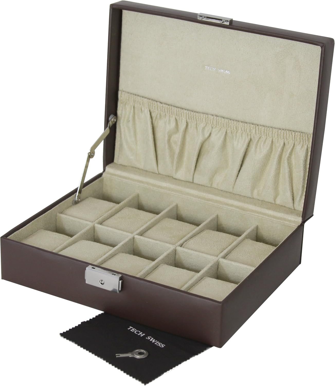 Watch Box Storage Case Leather for 10 Watches with Lined