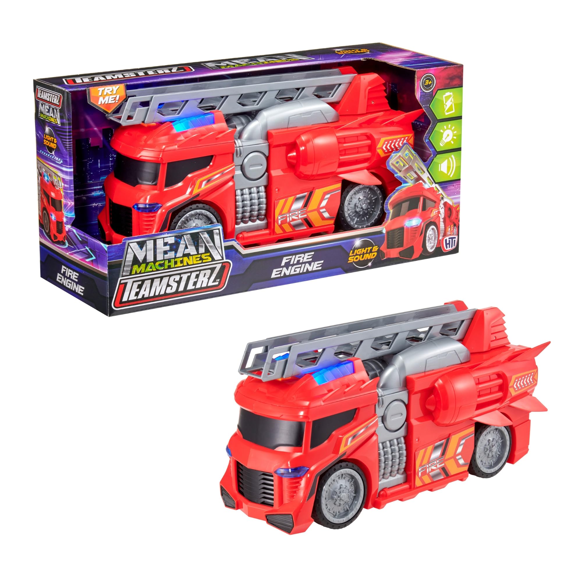 Teamsterz Mean Machines Fire Engine | Fire Truck Toy With Realistic Lights & Sounds | Firefighter Emergency Rescue Truck Toys | Extendable Fire Ladder | Educational Toys | For Ages 3+