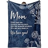 GiltGlimmer Gifts for Mom, Mom Birthday Gifts Blanket, Valentines Day Moms Gift for Women from Daughter Son, We Love You Present for Mother Mommy Mothers Day Christmas 60" x 50", Blue
