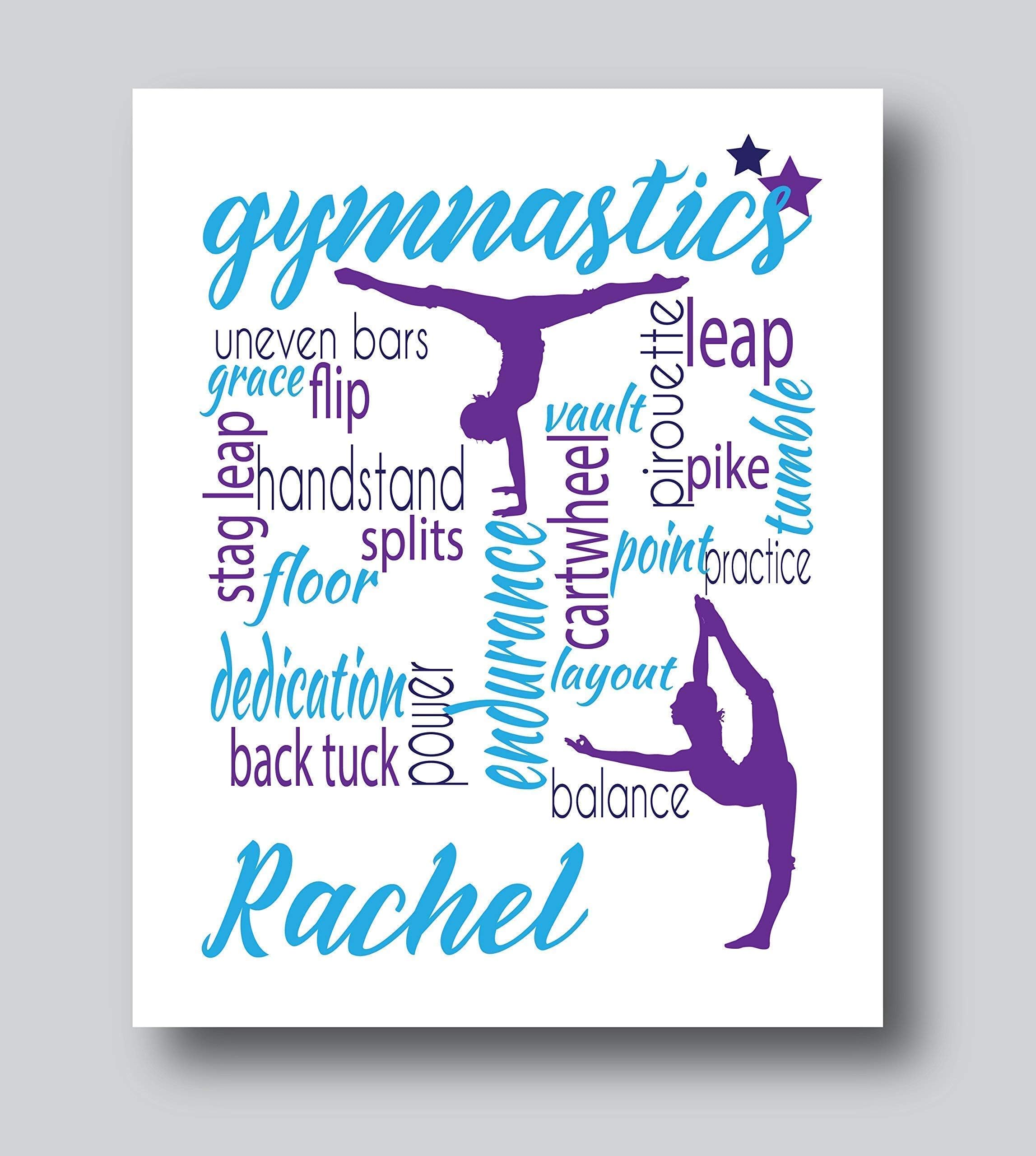 New Personalized Gymnastics Gifts For Girls, Gymnastics Decor For Girls Bedroom, 8x10 or 11x14 Gymnastics Print Only, Gymnastics Presents For Girls