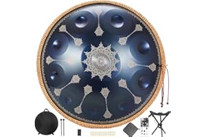 Hand Pan,Handpan Drum 22 Inches D Minor Kurd 432Hz 10 Notes Premium Steel Hand Pan Drum Instrument for Adults with Mandala pa