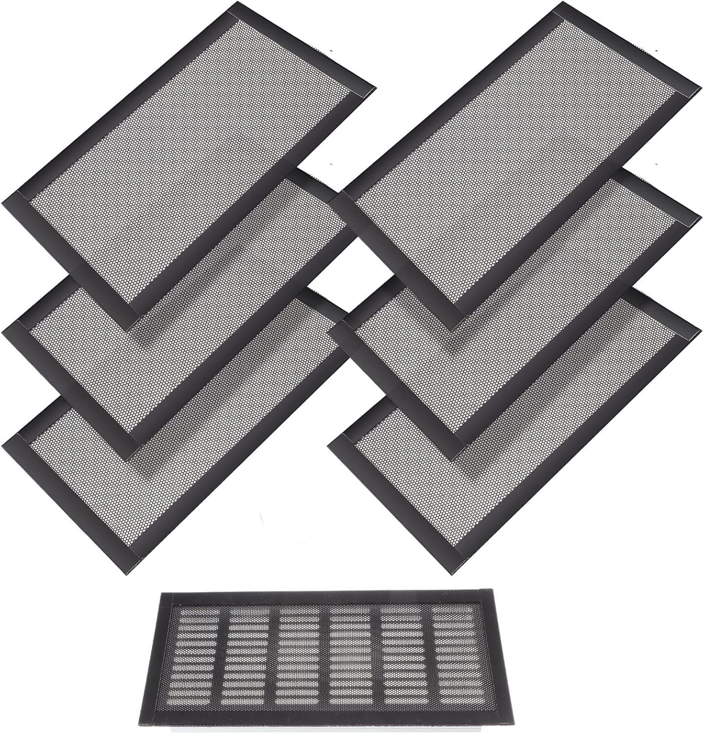 Registers, Grilles & Vents - Floor Vent Covers Rectangle Air Vent Screen Cover Magnetic PVC Vent Mesh Floor Register Cover Plastic Vent Screen for Wall Ceiling Floor Catch Debris Hair Insect (Black, 8 x 15.5 Inch)