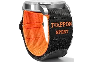 IVAPPON Hook Loop Sport Watch Strap 18mm 20mm 22mm Nylon Straps Black Blue Fastening Watchband