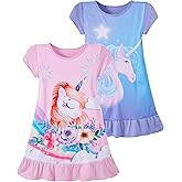 LOLPIP Girls Nightgown Adorable Dress 2-Pack Casual Dresses Sleepwear 2-9 Years