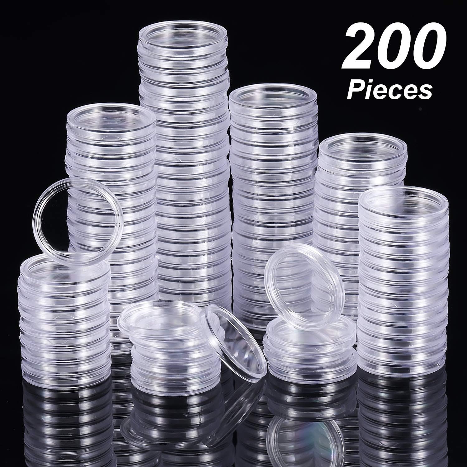 Hicarer 25 mm Coin Holder Capsules Clear Round Plastic