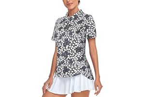 Tanst Sky Women's Golf Polo Shirts Short Sleeve Quarter Zip Pullover Moisture Wicking Workout Tops