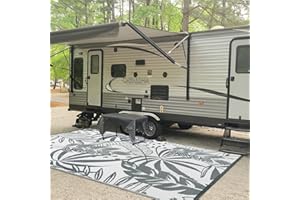 Anidaroel Outdoor Rugs 6x9ft for Patios Clearance Waterproof, Reversible Tropical Plastic Straw Camping Mat Outside Rug, Large Outdoor Area Rug for RV, Porch, Deck, Balcony, Picnic