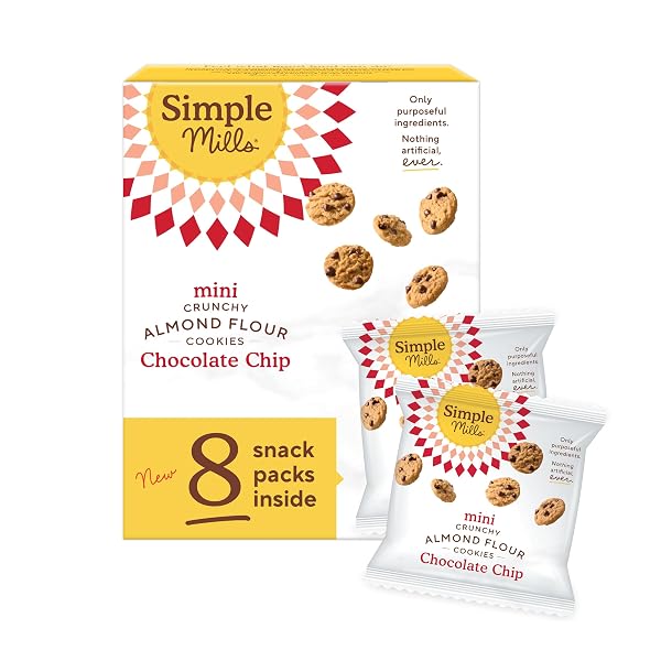 SIMPLE MILLS ALMOND FLOUR MINI CHOCOLATE CHIP COOKIE SNACK PACKS, HEALTHY SNACKS FOR KIDS, INDIVIDUAL PACKS, GLUTEN FREE, 8CT (PACK OF 1)