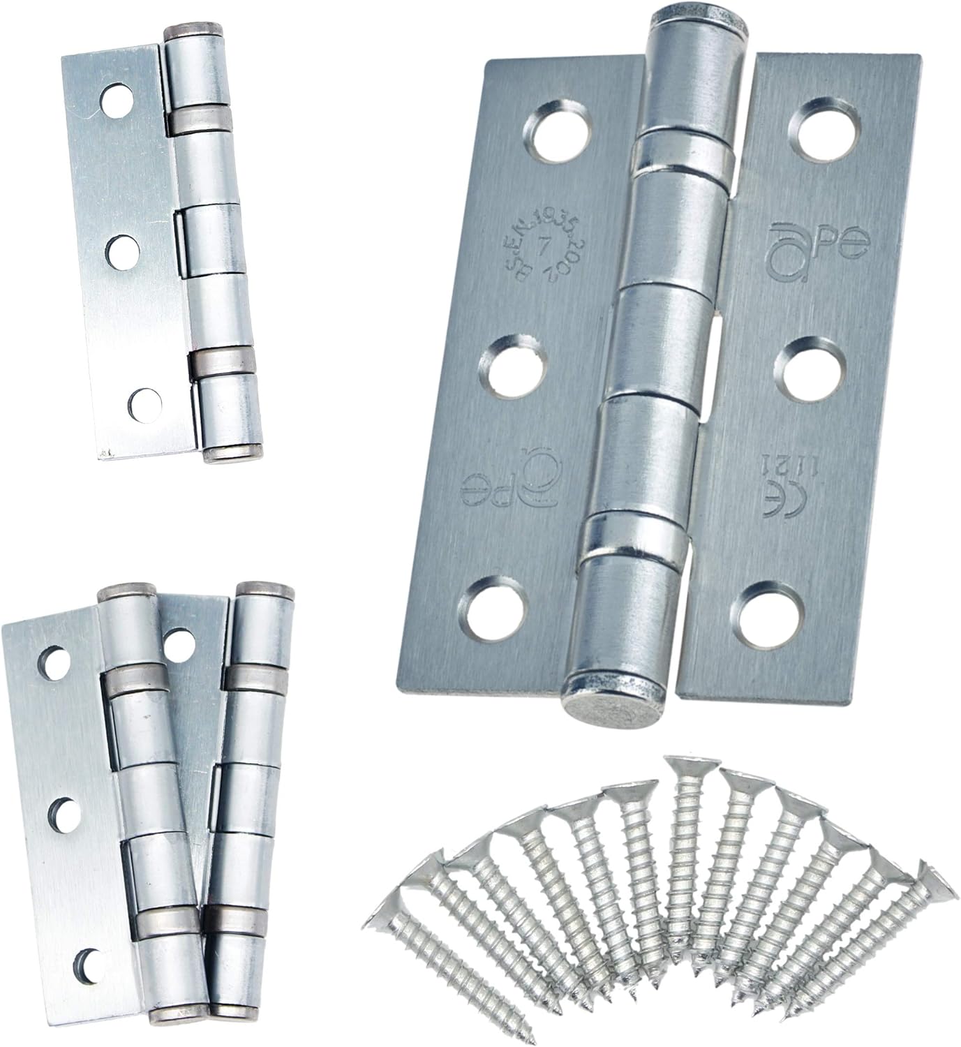 Door Hinge 3" / 76mm Satin Chrome Ball Bearing Washer CE Grade 7 for Fire Door 2 Pair