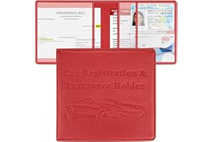 New Fashion Kingdom Car Registration and Insurance Holder, Premium PU Leather Vehicle Glove Box Car Organizer Men Women Wallet Accessories Case for ID, Driver's License - Red