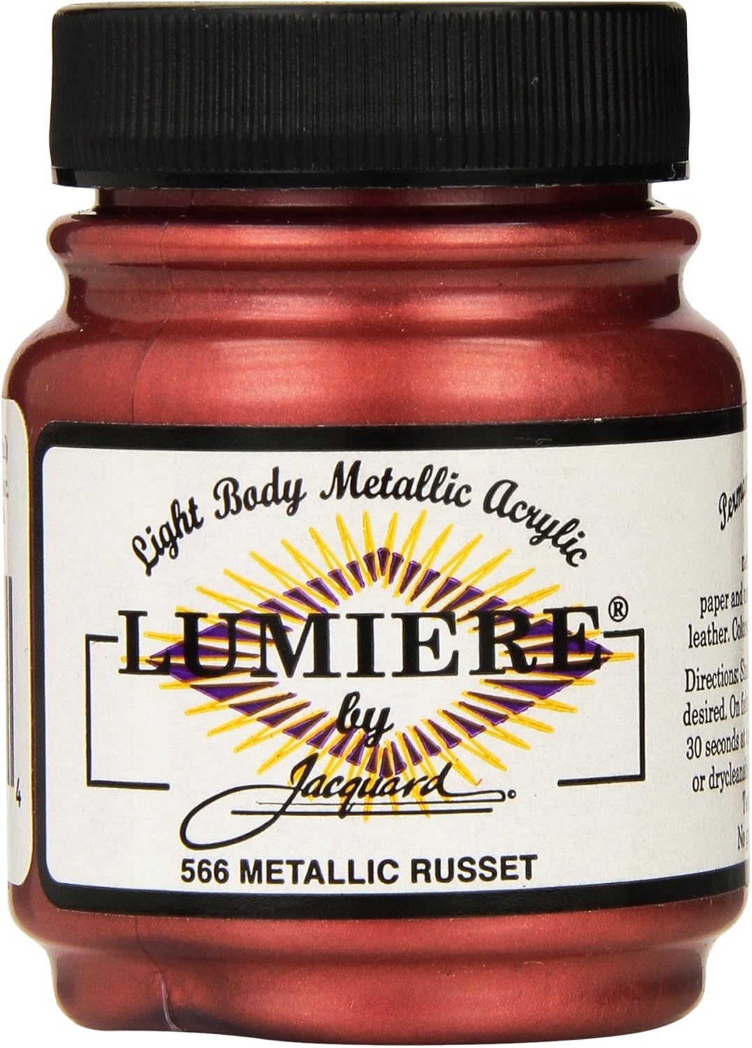 Jacquard Lumiere Russet Metallic Acrylic Paint for Fabric Leather and Wood, Opaque Multi Surface Crafting Colour