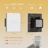 BSEED Smart Light Switch 3 Gang WiFi No Neutral Glass Panel White view 4