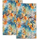 SAYOUZ Flower Bath Hand Towels Set of 2, Beautiful Colorful Flower on Branches Decorative Bath Towels Soft Super Absorbent Hand Towels for Bathroom Hotel Gym Home Decor,14"X28"