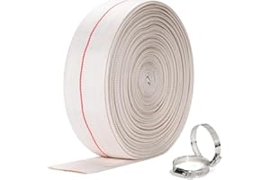 GEOWAKY Backwash Hose 1-1/2"ID x 100ft Swimming Pool Discharge Hose Heavy Duty PVC Water Hose With 2 Clamps General Purpose Lay-Flat Pump Drain Pipe for Water Transfer Applications, White