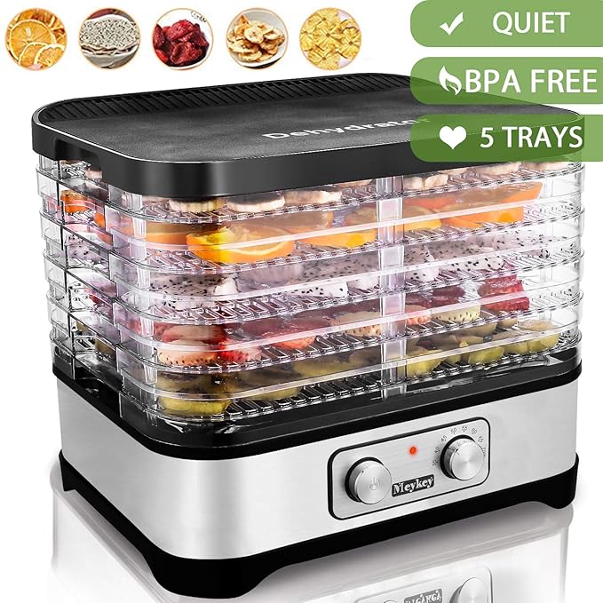 Food Dehydrator Machine Jerky with 5 Trays, Knob Button/250Watt Review