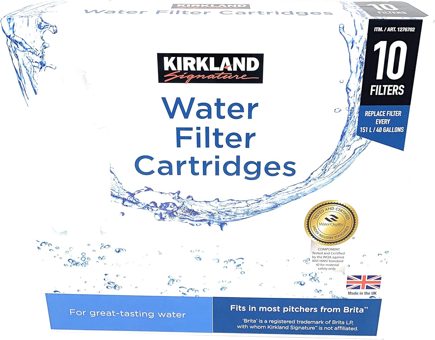 Kirkland Signature Water Filter Cartridges for Brita Pitchers, 10 Refills: Home & Kitchen