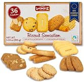 European Tea Cookies Variety Pack, 36 Biscuits in 6 Flavors - Cookie Box | Lambertz Almond Lemon Chocolate Caramel, Crisp Sweet Snacks for Coffee and Tea, Gift Ready, Fairtrade, 6.8 oz