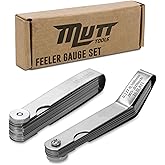 Mutt Tools Feeler Gauge Set Metric and Inch for Valves, Spark Plug Gap Tool | Dual Gauge, Metric and SAE, 32 Blade, Stainless Steel, Valve Gap