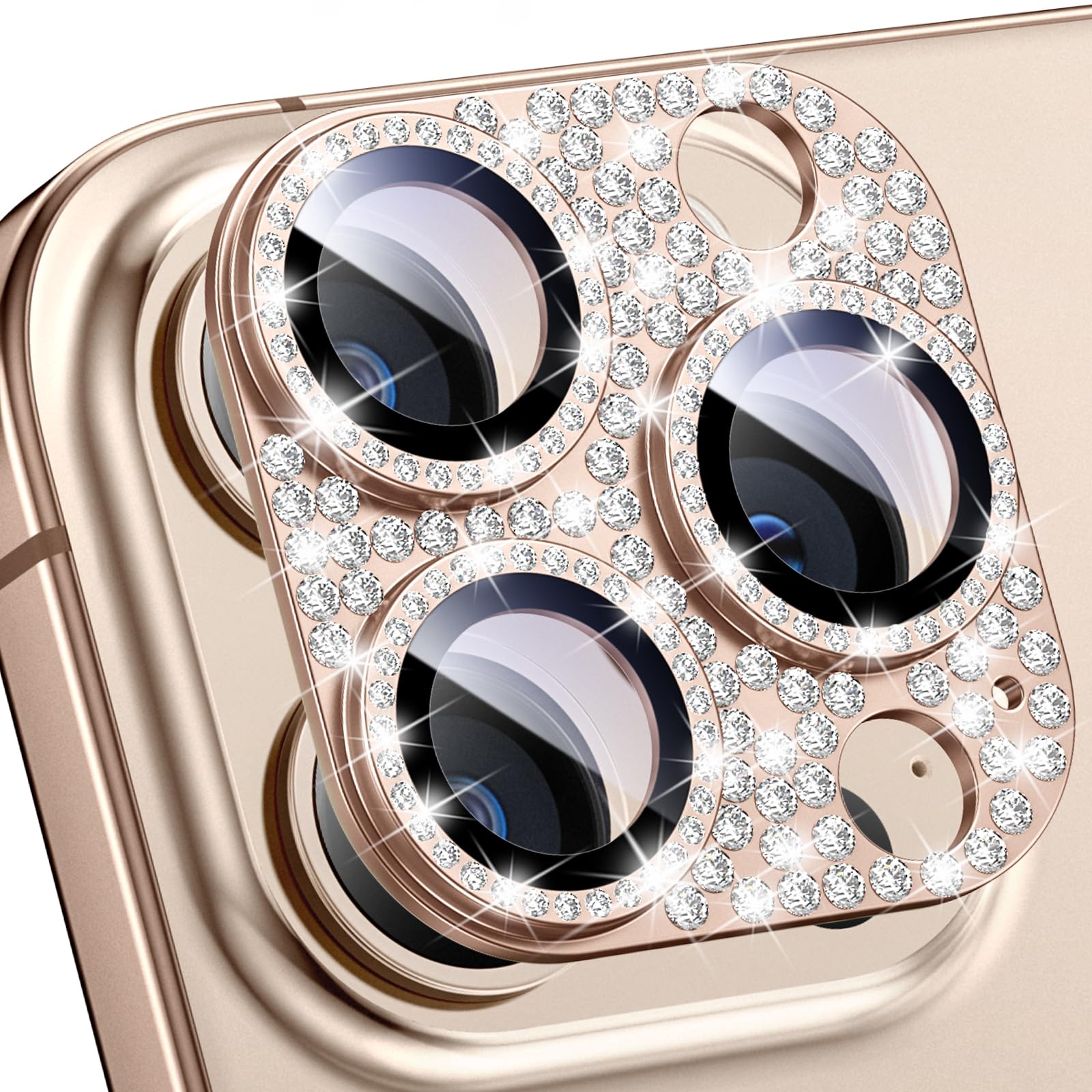 Photo 1 of Goton Compatible for iPhone 16 Pro Max & 16 Pro Camera Lens Protector, Bling Glitter Metal Cover Glass Lens Screen Protective Accessories for iPhone 16 Promax - 16Pro