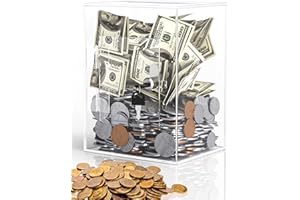 XINHOME Clear Piggy Bank for Adults-and Kids Acrylic Openable Clear Money Box Coins Saving Jar Coin Banks Cash Saving Box with SlotLock(Clear)