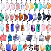 Jadive 50 Pieces Crystal Stone Pendants Gemstone Charms Irregular Healing Chakra Beads Moon Shape Pendants Natural Gemstone Beads Quartz Charms for DIY Bracelets Necklaces Earrings Jewelry Making