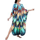 Yanziliu Kaftan Dress for Women,2025 Plus Size Hawaiian Batwing Sleeve Beach Cover Up Summer Swimsuit Dresses