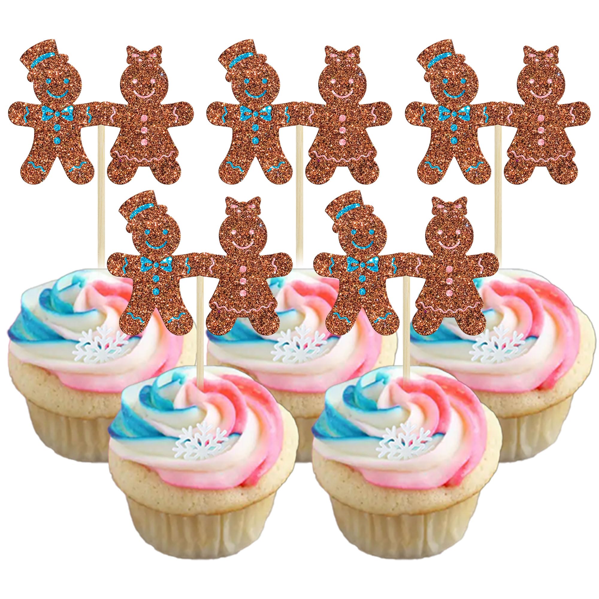 24Pcs Christmas Gingerbread Cupcake Toppers Glitter Gingerbread Man Cupcake Picks There is some Ho Ho Hos Cupcake Picks Xmas Cake Decor for Christmas Theme New Year Party Supplies