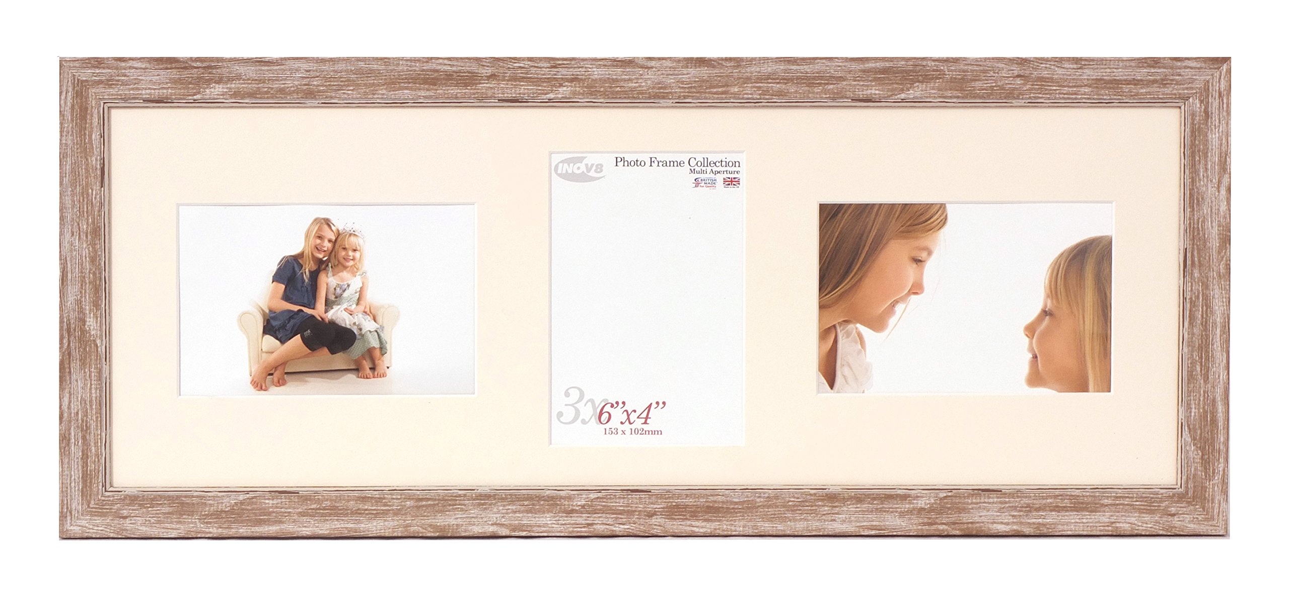 Inov8 Framing Photo Frame, Washed Walnut, 2 Landscape & 1 Portait(6x4-inch) — image 1